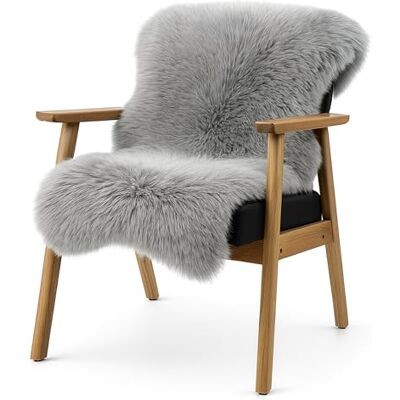 KARAT Lammfell echt Grey Flauschige Stuhlkissen Schaffell Deko Teppich für Wohzimmer & Kinderzimmer, Sitzauflage, Dekofell, mit Lederrücken 90x60 cm (Audrey) KARAT Lammfell echt Grey Flauschige Stuhlkissen Schaffell Deko Teppich für Wohzimmer & Kinderzimmer, Sitzauflage, Dekofell, mit Lederrücken 90x60 cm (Audrey)