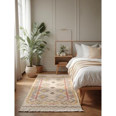 ELLE Decoration Afghan Kelim Läufer Imani Bunter Traditionr Teppich, Handgewebt, Jute & Baumwolle mit Fransen für Wohnzimmer, Schlafzimmer, Flur Creme Multifarben, 80x200 cm ELLE Decoration Afghan Kelim Läufer Imani Bunter Traditionr Teppich, Handgewebt, Jute & Baumwolle mit Fransen für Wohnzimmer, Schlafzimmer, Flur Creme Multifarben, 80x200 cm