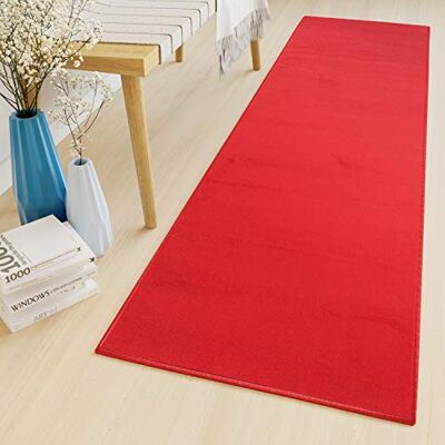 TAPISO Luxury Läufer Teppich Flur Korridor Kurzflor Brücke Schlafzimmer Designer Modern Rot Einfarbig Innenbereich ÖKOTEX 70 x 180 cm TAPISO Luxury Läufer Teppich Flur Korridor Kurzflor Brücke Schlafzimmer Designer Modern Rot Einfarbig Innenbereich ÖKOTEX 70 x 180 cm