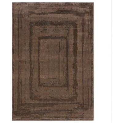 VIMODA Teppich Wohnzimmer Schlafzimmer Modern Hoch&Tief Bordüre Qualitativ 3D Effekt,Farbe:Braun;Maße:240x330 cm VIMODA Teppich Wohnzimmer Schlafzimmer Modern Hoch&Tief Bordüre Qualitativ 3D Effekt,Farbe:Braun;Maße:240x330 cm