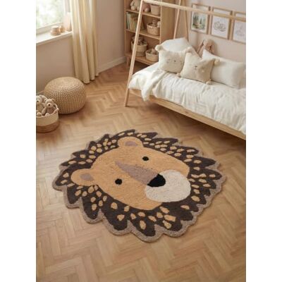 Hanse Home Kinderteppich Roary Pflegeleichter Teppich Junge Mädchen, rutschfest & Waschbarer Formteppich Löwe, Kinderzimmer Weicher Spielteppich, Spielunterlage Braun Multifarben, 120x125cm Hanse Home Kinderteppich Roary Pflegeleichter Teppich Junge Mädchen, rutschfest & Waschbarer Formteppich Löwe, Kinderzimmer Weicher Spielteppich, Spielunterlage Braun Multifarben, 120x125cm