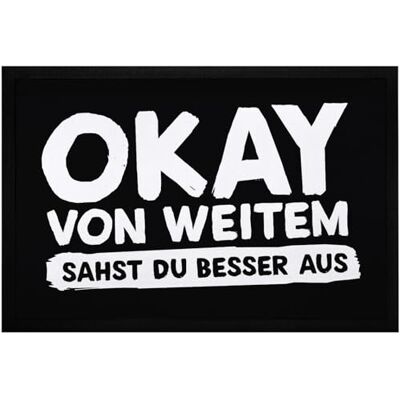 MoonWorks ® Fußmatte Aufdruck Okay von weitem sahst du Besser aus sarkastischer Spruch rutschfest & waschbar Schwarz 60x40cm MoonWorks ® Fußmatte Aufdruck Okay von weitem sahst du Besser aus sarkastischer Spruch rutschfest & waschbar Schwarz 60x40cm