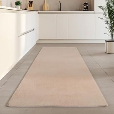 Carpetsale24 Kurzflor Teppich Läufer Flur 80 x 250 cm Beige Teppich Waschbar, rutschfest, Weich, modern einfarbig Design für Wohnzimmer, Schlafzimmer, Küche, Esszimmer Carpetsale24 Kurzflor Teppich Läufer Flur 80 x 250 cm Beige Teppich Waschbar, rutschfest, Weich, modern einfarbig Design für Wohnzimmer, Schlafzimmer, Küche, Esszimmer