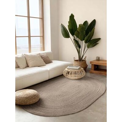Hanse Home Rangpur Juteteppich Natur Wohnzimmerteppich Oval aus 100% Jute, Handgewebt, Robust & Pflegeleicht, Boho Naturfaser Teppich für Wohnzimmer, Schlafzimmer Natur Grau Braun, 160x230cm Oval Hanse Home Rangpur Juteteppich Natur Wohnzimmerteppich Oval aus 100% Jute, Handgewebt, Robust & Pflegeleicht, Boho Naturfaser Teppich für Wohnzimmer, Schlafzimmer Natur Grau Braun, 160x230cm Oval