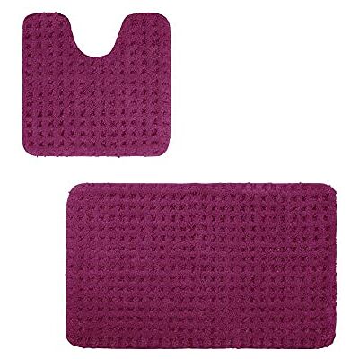PANA Flauschiges Badvorleger Set • Microfaser Microfaser Badematte • Flauschiger und Rutschfester Badvorleger • 2er Set: 45 x 45 cm mit WC Ausschnitt + 50 x 80 cm • Farbe: Beere PANA Flauschiges Badvorleger Set • Microfaser Microfaser Badematte • Flauschiger und Rutschfester Badvorleger • 2er Set: 45 x 45 cm mit WC Ausschnitt + 50 x 80 cm • Farbe: Beere