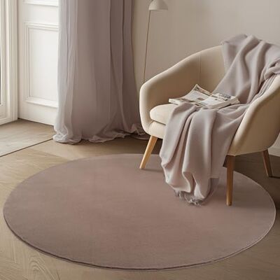 Carpetsale24 Kurzflor Teppich Wohnzimmer 200 cm Rund Braun Runder Teppich Waschbar, rutschfest, Weich, modern einfarbig Design für Schlafzimmer, Küche, Esszimmer Carpetsale24 Kurzflor Teppich Wohnzimmer 200 cm Rund Braun Runder Teppich Waschbar, rutschfest, Weich, modern einfarbig Design für Schlafzimmer, Küche, Esszimmer