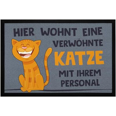 MoonWorks ® Fußmatte mit Spruch verwöhnte Katze lustig Tiermotiv Katzenbesitzer rutschfest & waschbar Schwarz 60x40cm MoonWorks ® Fußmatte mit Spruch verwöhnte Katze lustig Tiermotiv Katzenbesitzer rutschfest & waschbar Schwarz 60x40cm