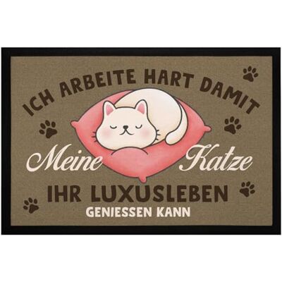 MoonWorks ® Fußmatte mit Spruch Ich arbeite hart, damit Meine Katze Ihr Luxusleben geniessen kann rutschfest & waschbar Schwarz 60x40cm MoonWorks ® Fußmatte mit Spruch Ich arbeite hart, damit Meine Katze Ihr Luxusleben geniessen kann rutschfest & waschbar Schwarz 60x40cm