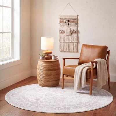 Safavieh Runder Teppich 183 cm Rund Adirondack Collection Transitional Design, Elfenbein & Lavendel, Pflegeleichte Synthetikmischung, Ideal für Wohnzimmer, Schlafzimmer, Büro Safavieh Runder Teppich 183 cm Rund Adirondack Collection Transitional Design, Elfenbein & Lavendel, Pflegeleichte Synthetikmischung, Ideal für Wohnzimmer, Schlafzimmer, Büro
