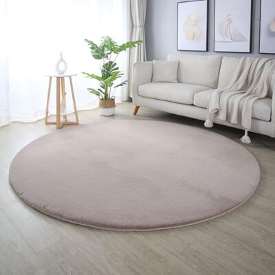 Carpetsale24 Rabbit Hochflor Teppich Rund 120 cm Beige Shaggy Modern Flauschig Weich Fellteppich Kunstfell Einfarbig für Schlafzimmer Wohnzimmer Kinderzimmer Carpetsale24 Rabbit Hochflor Teppich Rund 120 cm Beige Shaggy Modern Flauschig Weich Fellteppich Kunstfell Einfarbig für Schlafzimmer Wohnzimmer Kinderzimmer