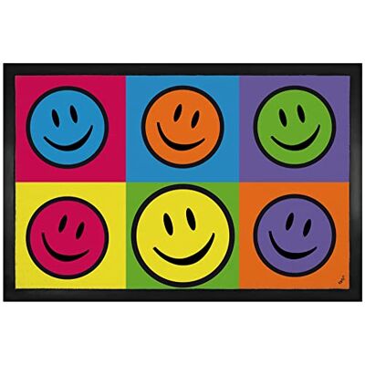 1art1 Emoticons Smiley, Colour Blocking, Warhol Style Pop Art Fußmatte Dekomatte Innenbereich Design Türmatte 60x40 cm 1art1 Emoticons Smiley, Colour Blocking, Warhol Style Pop Art Fußmatte Dekomatte Innenbereich Design Türmatte 60x40 cm