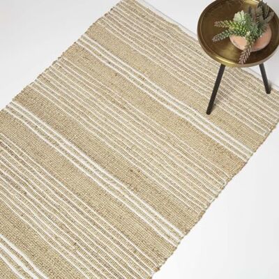 Homescapes Arlyn Jute-Teppich beige-weiß gestreift 90x150 cm, Flachgewebe-Teppich Jute & Baumwolle mit Streifen-Muster Homescapes Arlyn Jute-Teppich beige-weiß gestreift 90x150 cm, Flachgewebe-Teppich Jute & Baumwolle mit Streifen-Muster