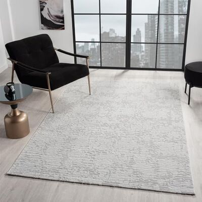 VIMODA Teppich Wohnzimmer Kurzflor Schlafzimmer läufer Hochtief-Muster/ 3D-Effekt Boho,Maße:120x170 cm;Farbe:L.Grey VIMODA Teppich Wohnzimmer Kurzflor Schlafzimmer läufer Hochtief-Muster/ 3D-Effekt Boho,Maße:120x170 cm;Farbe:L.Grey