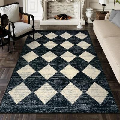 Lahome Maschinenwaschbarer Teppich, 15,2 x 22,9 cm, weich, groß, Schlafzimmer, rutschfest, Wohnzimmer, Esszimmer, Teppiche für den Tisch, marokkanisches Spalier, Bedruckt, schwarz und weiß, Lahome Maschinenwaschbarer Teppich, 15,2 x 22,9 cm, weich, groß, Schlafzimmer, rutschfest, Wohnzimmer, Esszimmer, Teppiche für den Tisch, marokkanisches Spalier, Bedruckt, schwarz und weiß,