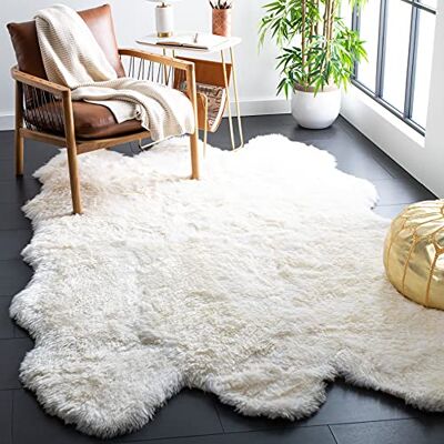 Safavieh Tierdruck Teppich für Wohnzimmer, Esszimmer, Schlafzimmer Fur Collection, Hoher Flor, Weiss, 122 X 183 cm Safavieh Tierdruck Teppich für Wohnzimmer, Esszimmer, Schlafzimmer Fur Collection, Hoher Flor, Weiss, 122 X 183 cm