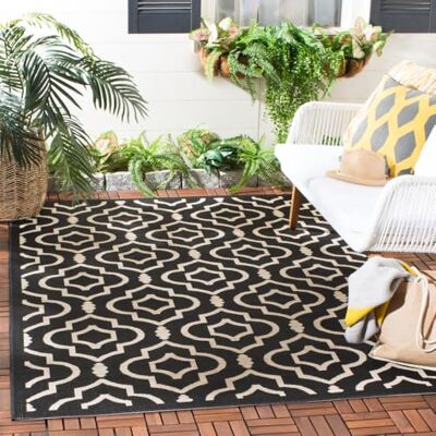 Safavieh - Mykonos - Gewebe Schwarz - 180x120x0,25 cm - Outdoor Rug Safavieh - Mykonos - Gewebe Schwarz - 180x120x0,25 cm - Outdoor Rug