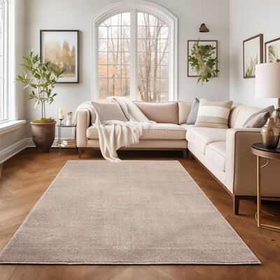 SIMPEX Teppich 200x290 cm Beige, Kurzflor, Einfarbig, Modern, Rechteckig, Pflegeleicht, rutschfest, Wohnzimmerteppich für Schlafzimmer, Esszimmer, Büro SIMPEX Teppich 200x290 cm Beige, Kurzflor, Einfarbig, Modern, Rechteckig, Pflegeleicht, rutschfest, Wohnzimmerteppich für Schlafzimmer, Esszimmer, Büro
