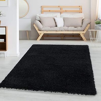 Carpetsale24 Shaggy Hochflor Teppich 60x110 cm Schwarz weich flauschig modern einfarbig Für Flur oder kleine Räume für Wohnzimmer Schlafzimmer Flur Carpetsale24 Shaggy Hochflor Teppich 60x110 cm Schwarz weich flauschig modern einfarbig Für Flur oder kleine Räume für Wohnzimmer Schlafzimmer Flur