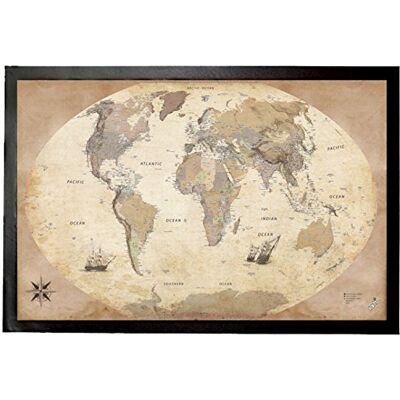 1art1 Karten Weltkarte, Old Style, In Englisch Fußmatte Dekomatte Innenbereich Design Türmatte 60x40 cm 1art1 Karten Weltkarte, Old Style, In Englisch Fußmatte Dekomatte Innenbereich Design Türmatte 60x40 cm