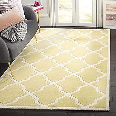 Safavieh Zeitgenössische Teppich für Wohnzimmer, Esszimmer, Schlafzimmer Chatham Collection, Kurzer Flor, Helles Gold und Elfenbein, 152 X 244 cm Safavieh Zeitgenössische Teppich für Wohnzimmer, Esszimmer, Schlafzimmer Chatham Collection, Kurzer Flor, Helles Gold und Elfenbein, 152 X 244 cm