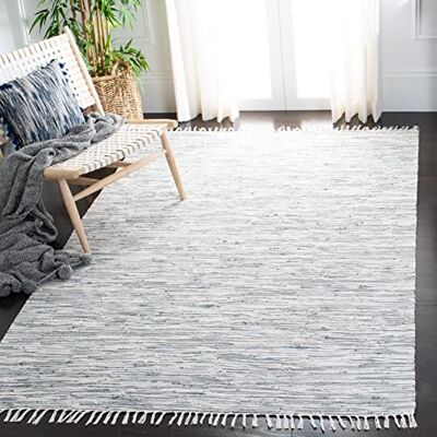 Safavieh Modern Teppich für Wohnzimmer, Esszimmer, Schlafzimmer Montauk Collection, Kurzer Flor, Silber, 183 X 274 cm Safavieh Modern Teppich für Wohnzimmer, Esszimmer, Schlafzimmer Montauk Collection, Kurzer Flor, Silber, 183 X 274 cm