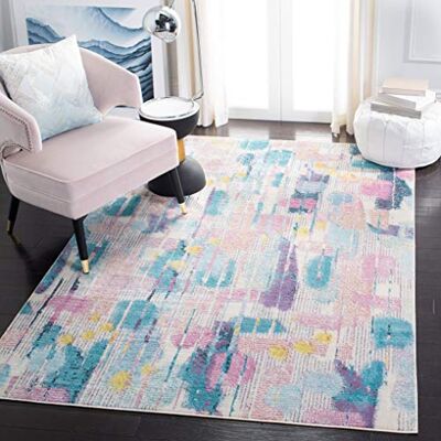 Safavieh Traditionell Teppich für Wohnzimmer, Esszimmer, Schlafzimmer Lillian Collection, Kurzer Flor, Rosa und Türkis, 160 X 231 cm Safavieh Traditionell Teppich für Wohnzimmer, Esszimmer, Schlafzimmer Lillian Collection, Kurzer Flor, Rosa und Türkis, 160 X 231 cm