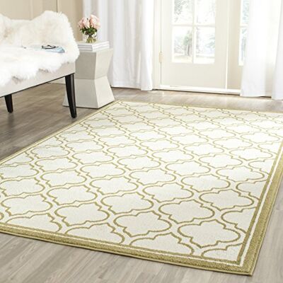 Safavieh Geometrisch Teppich für Wohnzimmer, Esszimmer, Schlafzimmer Amherst Collection, Kurzer Flor, Elfenbein und Hellgrün, 91 X 152 cm Safavieh Geometrisch Teppich für Wohnzimmer, Esszimmer, Schlafzimmer Amherst Collection, Kurzer Flor, Elfenbein und Hellgrün, 91 X 152 cm