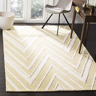 Safavieh Modern Teppich für Wohnzimmer, Esszimmer, Schlafzimmer Cambridge Collection, Kurzer Flor, Helles Gold und Elfenbein, 152 X 244 cm Safavieh Modern Teppich für Wohnzimmer, Esszimmer, Schlafzimmer Cambridge Collection, Kurzer Flor, Helles Gold und Elfenbein, 152 X 244 cm