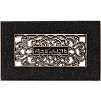 Hamat Gummi Kokos Fußmatte Mathara Welcome Black Schwarz 45 x 75 cm Schmutzfangmatte Fußabtreter Hamat Gummi Kokos Fußmatte Mathara Welcome Black Schwarz 45 x 75 cm Schmutzfangmatte Fußabtreter