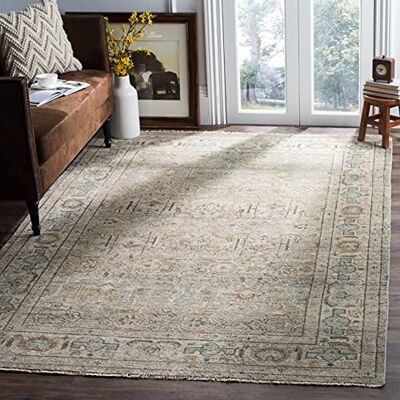 Safavieh Traditionell Teppich für Wohnzimmer, Esszimmer, Schlafzimmer Isabella Collection, Kurzer Flor, Leinen und Staubiges Petrol, 183 X 274 cm Safavieh Traditionell Teppich für Wohnzimmer, Esszimmer, Schlafzimmer Isabella Collection, Kurzer Flor, Leinen und Staubiges Petrol, 183 X 274 cm