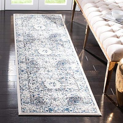 Safavieh Traditionell Teppich für Wohnzimmer, Esszimmer, Schlafzimmer Evoke Collection, Kurzer Flor, Grau und Elfenbein, 60 x 240 cm Safavieh Traditionell Teppich für Wohnzimmer, Esszimmer, Schlafzimmer Evoke Collection, Kurzer Flor, Grau und Elfenbein, 60 x 240 cm