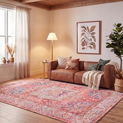Safavieh Traditionell Teppich für Rug Ideal für stark frequentierte Bereiche Maschinenwaschbar und rutschfest Tucson Collection, Kurzer Flor, in Rose und Creme, 244 X 305 cm Safavieh Traditionell Teppich für Rug Ideal für stark frequentierte Bereiche Maschinenwaschbar und rutschfest Tucson Collection, Kurzer Flor, in Rose und Creme, 244 X 305 cm