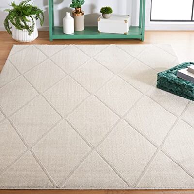 Safavieh Zeitgenössische Teppich für Wohnzimmer, Esszimmer, Schlafzimmer Revive Collection, Kurzer Flor, Elfenbein, 160 x 230 cm Safavieh Zeitgenössische Teppich für Wohnzimmer, Esszimmer, Schlafzimmer Revive Collection, Kurzer Flor, Elfenbein, 160 x 230 cm