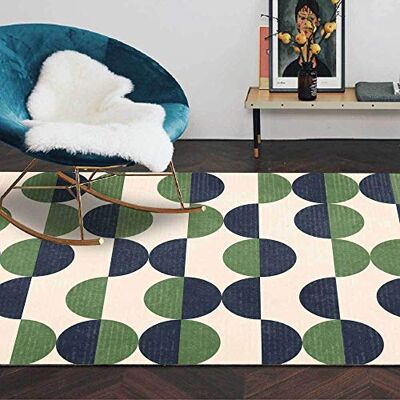 GUGJHFVH Flurläufer Teppich, Lang, Küchenläufer, Teppich, weich, rutschfest, Schlafzimmerteppich, waschbar, Küchenteppich, modern, Spleißkreis, geometrisch, Graugrün, 90 x 160 cm GUGJHFVH Flurläufer Teppich, Lang, Küchenläufer, Teppich, weich, rutschfest, Schlafzimmerteppich, waschbar, Küchenteppich, modern, Spleißkreis, geometrisch, Graugrün, 90 x 160 cm