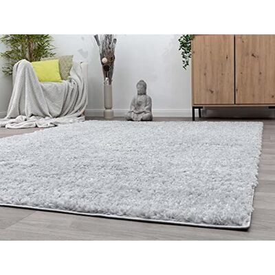 Steffensmeier Hochflor Teppich Vaasa Shaggy Langflor Teppich Wohnzimmer, Schlafzimmer, Silber, Größe: 160x230 cm Steffensmeier Hochflor Teppich Vaasa Shaggy Langflor Teppich Wohnzimmer, Schlafzimmer, Silber, Größe: 160x230 cm