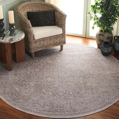 Safavieh Zeitgenössische Teppich für Wohnzimmer, Esszimmer, Schlafzimmer Reflection Collection, Kurzer Flor, Beige und Creme, 90 x 90 cm Safavieh Zeitgenössische Teppich für Wohnzimmer, Esszimmer, Schlafzimmer Reflection Collection, Kurzer Flor, Beige und Creme, 90 x 90 cm