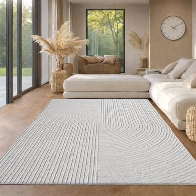 VIMODA Kurzflor-Teppich Boho modern – Dünner Wohnzimmer- & Schlafzimmerteppich mit 3D Hoch-Tief-Effekt, pflegeleicht,Maße:160x230 cm;Farbe:L.Grey VIMODA Kurzflor-Teppich Boho modern – Dünner Wohnzimmer- & Schlafzimmerteppich mit 3D Hoch-Tief-Effekt, pflegeleicht,Maße:160x230 cm;Farbe:L.Grey