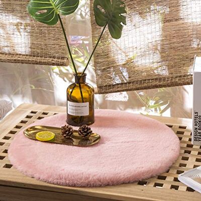 Teppich Wölkchen Kunst-Fell-Teppich Deko Sitzkissen Flauschige Stuhlauflage für Schlafzimmer, Wohnzimmer oder Kinderzimmer rutschfest und waschbar Rosa Rund 30cm Teppich Wölkchen Kunst-Fell-Teppich Deko Sitzkissen Flauschige Stuhlauflage für Schlafzimmer, Wohnzimmer oder Kinderzimmer rutschfest und waschbar Rosa Rund 30cm