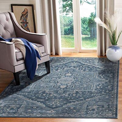 Safavieh Traditionell Teppich für Wohnzimmer, Esszimmer, Schlafzimmer Vintage Collection, Kurzer Flor, Silber und Elfenbein, 160 X 229 cm Safavieh Traditionell Teppich für Wohnzimmer, Esszimmer, Schlafzimmer Vintage Collection, Kurzer Flor, Silber und Elfenbein, 160 X 229 cm