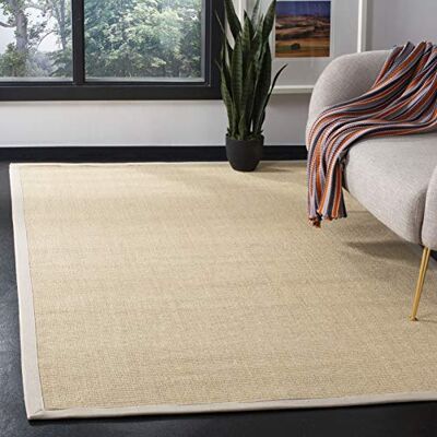 SAFAVIEH Naturfaser Teppich für Wohnzimmer, Esszimmer, Schlafzimmer Natural Fiber Collection, Kurzer Flor, Natur und Elfenbein, 91 x 152 cm SAFAVIEH Naturfaser Teppich für Wohnzimmer, Esszimmer, Schlafzimmer Natural Fiber Collection, Kurzer Flor, Natur und Elfenbein, 91 x 152 cm
