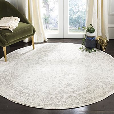 Safavieh Runder Teppich 235 cm Rund Adirondack Collection Transitional Design, Elfenbein & Silber, Pflegeleichte Synthetikmischung, Ideal für Wohnzimmer, Schlafzimmer, Büro Safavieh Runder Teppich 235 cm Rund Adirondack Collection Transitional Design, Elfenbein & Silber, Pflegeleichte Synthetikmischung, Ideal für Wohnzimmer, Schlafzimmer, Büro