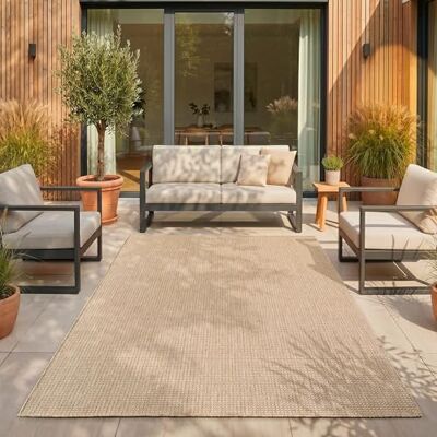 SIMPEX Outdoor Teppich Beige 160x220 cm Balkon Terrasse Garten Wetterfest UV-beständig Groß Einfarbig Flachgewebe Pflegeleicht Robust Modern SIMPEX Outdoor Teppich Beige 160x220 cm Balkon Terrasse Garten Wetterfest UV-beständig Groß Einfarbig Flachgewebe Pflegeleicht Robust Modern
