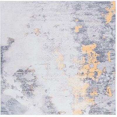 Safavieh Abstrakt Teppich für Rug Ideal für stark frequentierte Bereiche Maschinenwaschbar und rutschfest Tacoma Collection, Kurzer Flor, in Grau und Gold, 244 X 244 cm Safavieh Abstrakt Teppich für Rug Ideal für stark frequentierte Bereiche Maschinenwaschbar und rutschfest Tacoma Collection, Kurzer Flor, in Grau und Gold, 244 X 244 cm