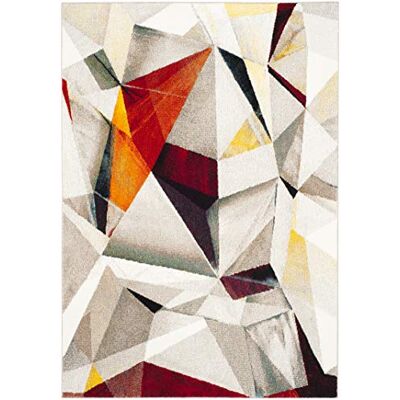 Safavieh Modern Teppich für Wohnzimmer, Esszimmer, Schlafzimmer Porcello Collection, Kurzer Flor, Hellgrau und Orange, 201 X 274 cm Safavieh Modern Teppich für Wohnzimmer, Esszimmer, Schlafzimmer Porcello Collection, Kurzer Flor, Hellgrau und Orange, 201 X 274 cm