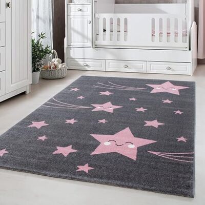 Carpetsale24 Kinderteppich Sterne Rosa 80x150 cm – Läufer mit fröhlichem Sternenmuster – Weich & Allergikergeeignet – Teppich fürs Kinderzimmer Carpetsale24 Kinderteppich Sterne Rosa 80x150 cm – Läufer mit fröhlichem Sternenmuster – Weich & Allergikergeeignet – Teppich fürs Kinderzimmer