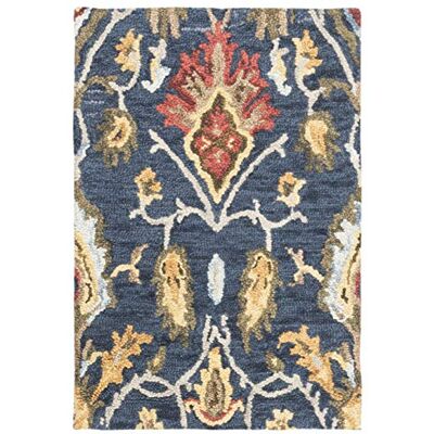 Safavieh Zeitgenössische Teppich für Wohnzimmer, Esszimmer, Schlafzimmer Blossum Collection, Kurzer Flor, Marine und Multi, 61 X 91 cm Safavieh Zeitgenössische Teppich für Wohnzimmer, Esszimmer, Schlafzimmer Blossum Collection, Kurzer Flor, Marine und Multi, 61 X 91 cm