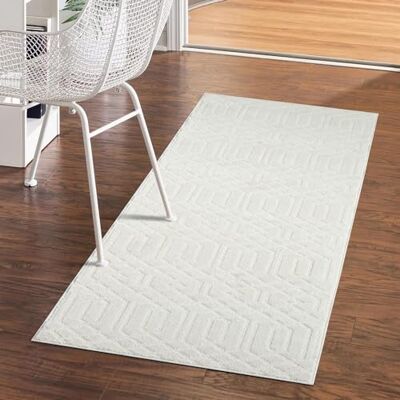 carpet city Teppich Kurzflor Wohnzimmer Creme 80x150 cm Rechteckig Ornament, Marokkanisch 3D-Effekt Moderne Teppiche Flachflor Schlafzimmer, Esszimmer carpet city Teppich Kurzflor Wohnzimmer Creme 80x150 cm Rechteckig Ornament, Marokkanisch 3D-Effekt Moderne Teppiche Flachflor Schlafzimmer, Esszimmer