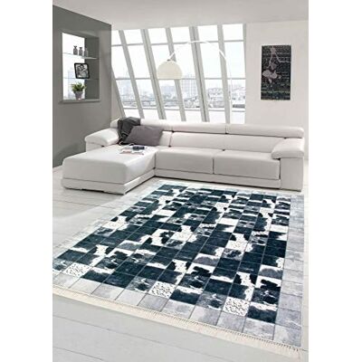 Merinos Kuhfell Imitat Teppich Patchwork in Schwarz Grau Weiß Größe 80 x 300 cm Merinos Kuhfell Imitat Teppich Patchwork in Schwarz Grau Weiß Größe 80 x 300 cm