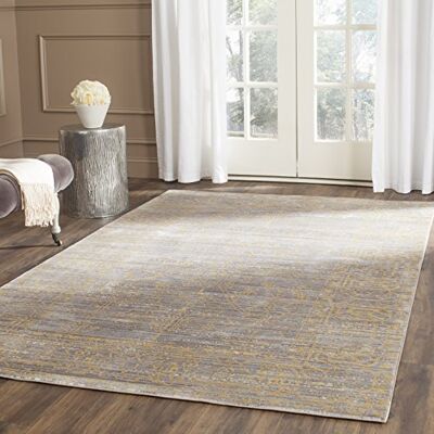 Safavieh Boho Teppich für Wohnzimmer, Esszimmer, Schlafzimmer Valencia Collection, Kurzer Flor, Grau und Gold, 152 X 244 cm Safavieh Boho Teppich für Wohnzimmer, Esszimmer, Schlafzimmer Valencia Collection, Kurzer Flor, Grau und Gold, 152 X 244 cm