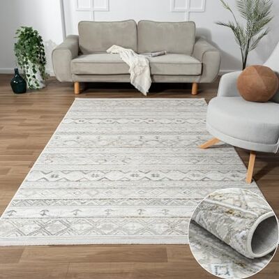 MY-RUG Teppich Mina rechteckig Creme 150 x 80 cm Läufer meliert für den Flur und Eingang, Schlafzimmerteppich hell kurzflor, Küchenteppich in Beige Grau für Deinen Boho Stil MY-RUG Teppich Mina rechteckig Creme 150 x 80 cm Läufer meliert für den Flur und Eingang, Schlafzimmerteppich hell kurzflor, Küchenteppich in Beige Grau für Deinen Boho Stil